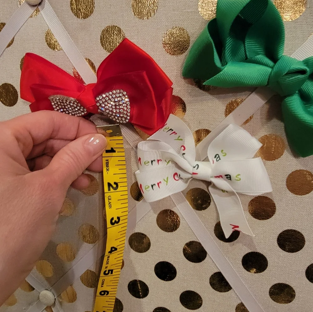Kids Christmas Bow Set - Green, Red, White